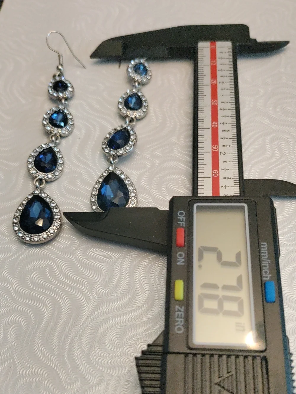 Elegant Blue & Clear Graduated Teardrop Dangle Earrings